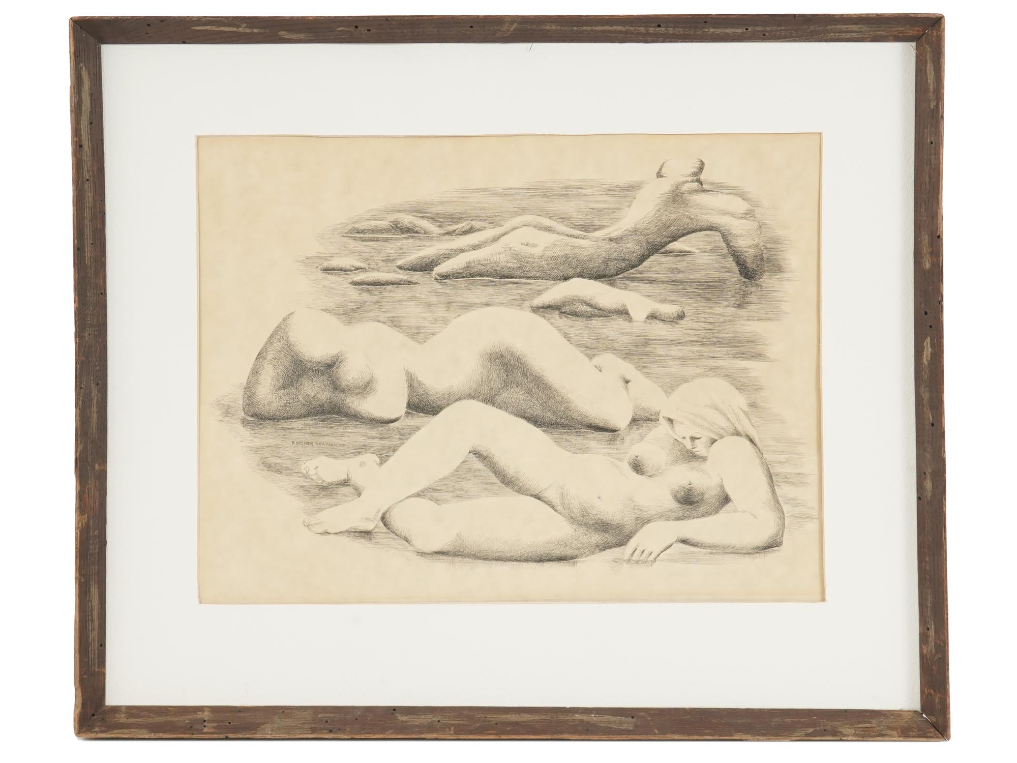 NUDE ETCHING AQUATINT BY FRANCES BESNER NEWMAN PIC-0